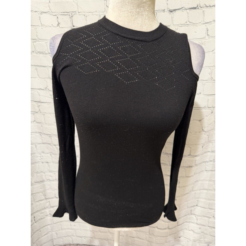 Venus Cold Shoulder Black Halter Neck Sweater Size Small